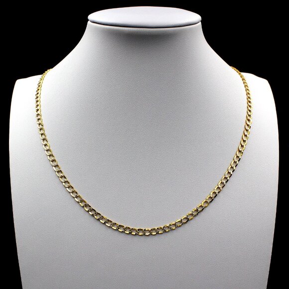 Real 10K Yellow Gold 2.5mm Diamond Cut Cuban Link Chain Necklace 24" inch - Picture 1 of 6